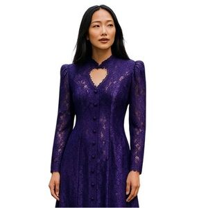 Joni Blair Maxi Dress Purple Lace Dark Fairy Grunge Whimsy Goth Long SZ 13 - 14